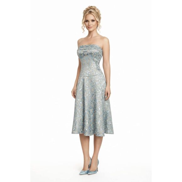 Teeze Me Dresses & Skirts - Strapless Dress Metallic Teal Tan Teeze Me Juniors WOMEN'S WOMAN'S Size 7